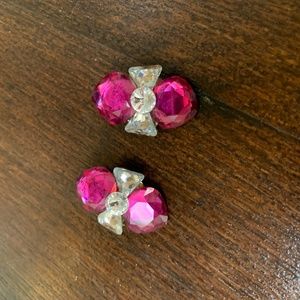 Vintage Clip on Hot Pink Rhinestone earrings